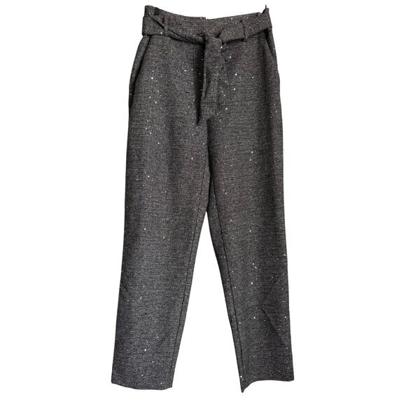 LOFT Women’s 2 Gray Sequin Ankle Cropped Dress Pants Tweed Sparkle - Picture 2 of 9